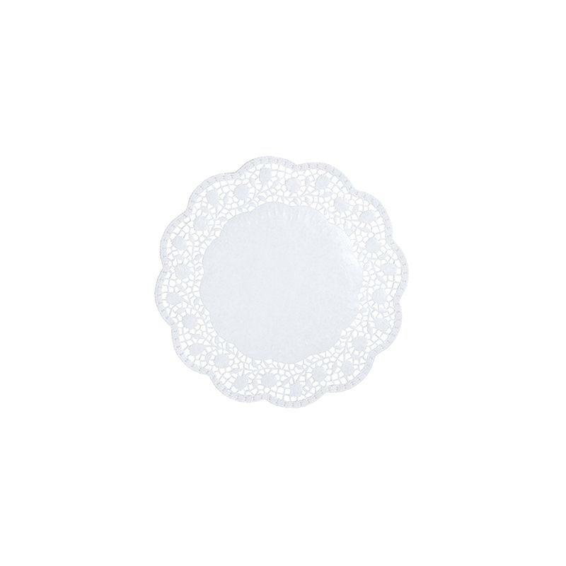 Les PAPSTAR napperons ronds blancs de la PAPSTAR GmbH sont des napperons ronds blancs avec un motif de bordure de type dentelle élaboré sur un fond blanc uni, idéal pour présenter des pâtisseries.