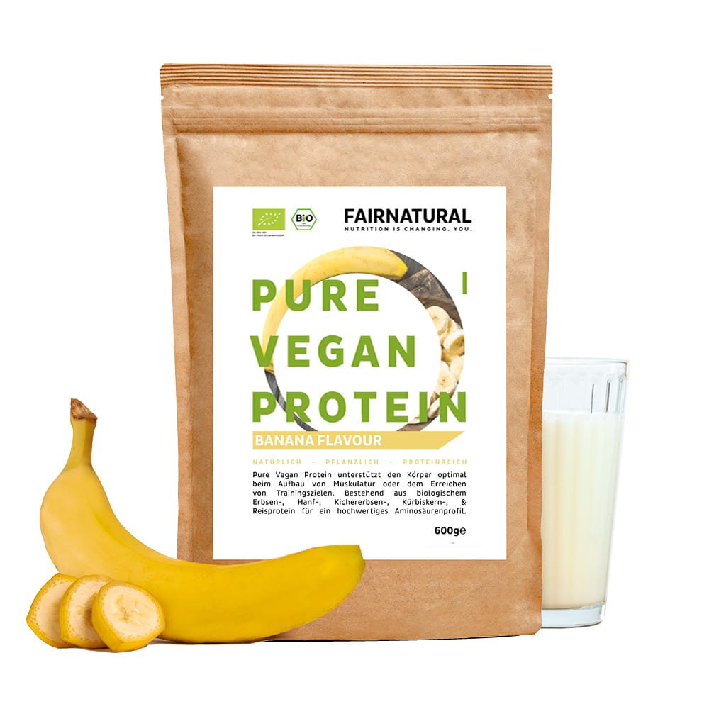 Protéines végétales en poudre bio, saveur banane, sans soja