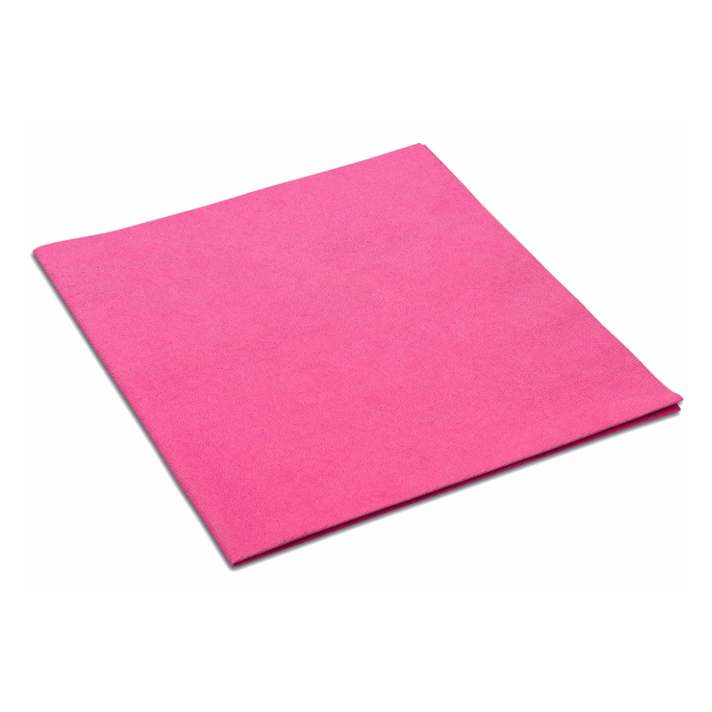 Le chiffon en microfibre Vileda MicroClean Plus de Vileda GmbH est soigneusement plié et repose à plat sur une surface blanche, représentant une performance de nettoyage exceptionnelle et le respect des normes d'hygiène.