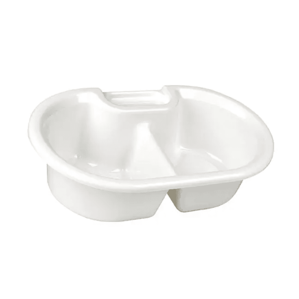 Le bassin de lavage avec porte-savon de Servoprax GmbH aux dimensions 40 x 25 x 11 cm est une double cuvette blanche en plastique avec une poignée centrale, idéale pour laver ou organiser avec le confort supplémentaire d'un porte-savon.