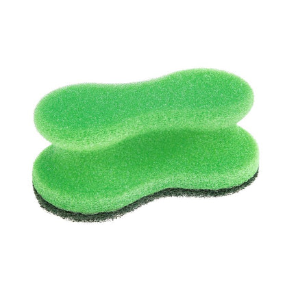 L'éponge de nettoyage Scotch-Brite® Classic de 3M Deutschland GmbH est une éponge double face avec un côté en mousse douce et un côté abrasif vert foncé, illustrée sur un fond blanc.