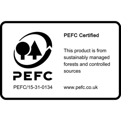 Ein PEFC-Label - "Dieses Produkt stammt aus nachhaltig bewirtschafteten Wäldern und kontrollierten Quellen" - mit Logo, SGSCH-PEFC-COC-110078, und www.pefc.co.uk; ideal für Post-it® Super Sticky Notes im Großformat von 3M Deutschland GmbH.
