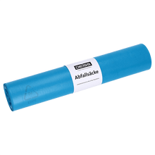 Sacs poubelle Deiss en LDPE recyclé, type 70, 120 litres, 700x1100 mm, bleu | Rouleau (25 pièces)