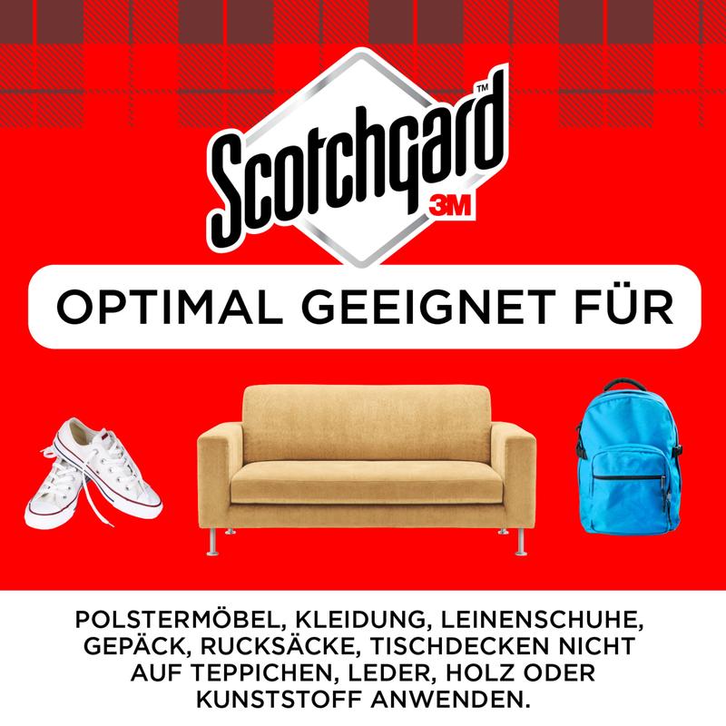 Le spray imperméabilisant pour textiles Scotchgard™ de 3M protège de manière optimale les baskets, les canapés et les sacs à dos contre la saleté et les taches - idéal pour les textiles, non recommandé pour le cuir ou le vinyle. Boîte de 400 ml, FR/DE/IT.