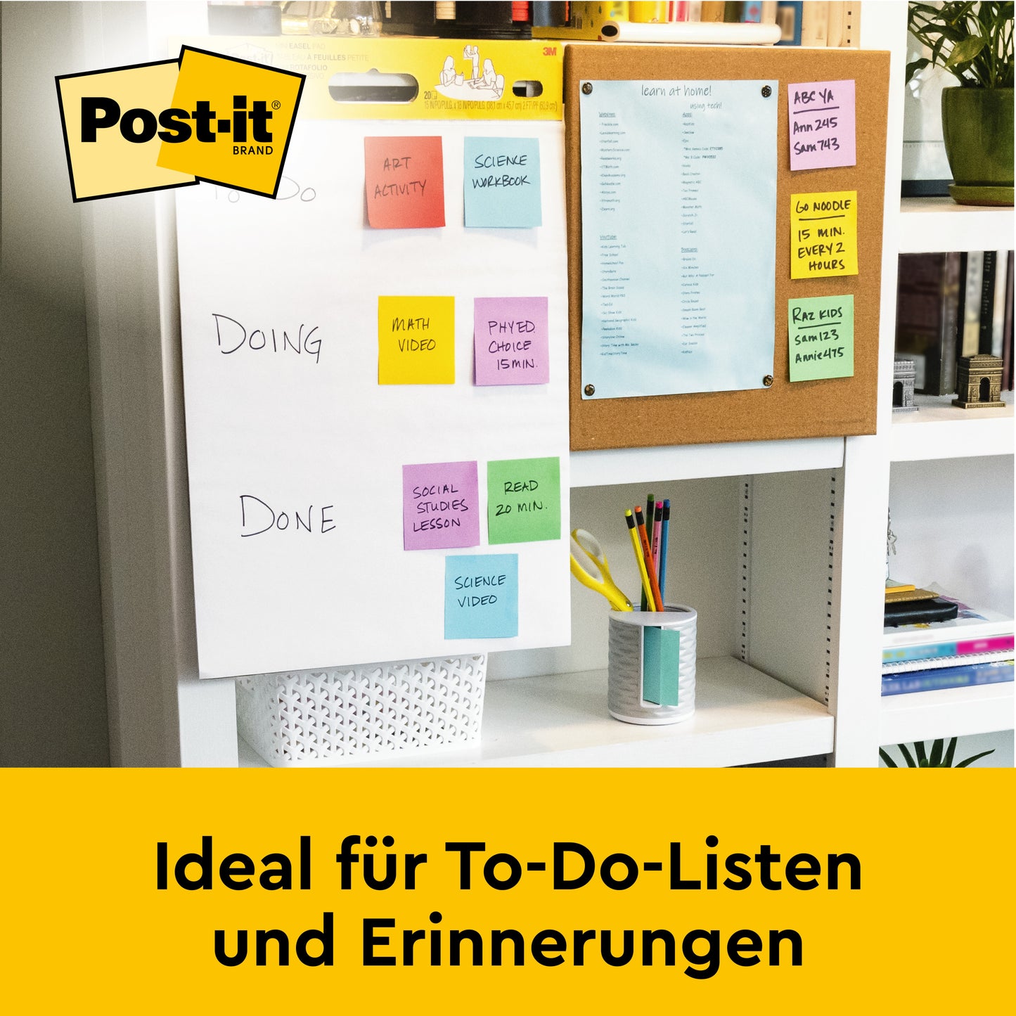 Das Post-it® Super Sticky Meeting Chart/Flipchart 559P (63,5 x 76,2 cm, weiß) mit farbigen Post-it® Super Sticky Meeting Notes ist ideal für To-Do-Listen und Aufgabenmanagement bei Meetings. Von 3M Deutschland GmbH.