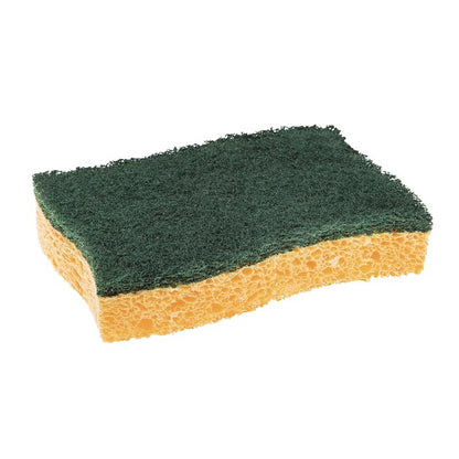 L'éponge de nettoyage Scotch-Brite® Classic de 3M Deutschland GmbH est une éponge rectangulaire jaune avec une éponge abrasive verte, présentée isolée sur un fond blanc.