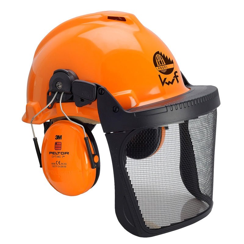 Combinaison forestière 3M™, casque de sécurité G3000 en orange, cache-oreilles H31, monture FH1 et visière en maille 5C, KWF, G3000MOR31FH15C FPA | Paquet (1 pièce)