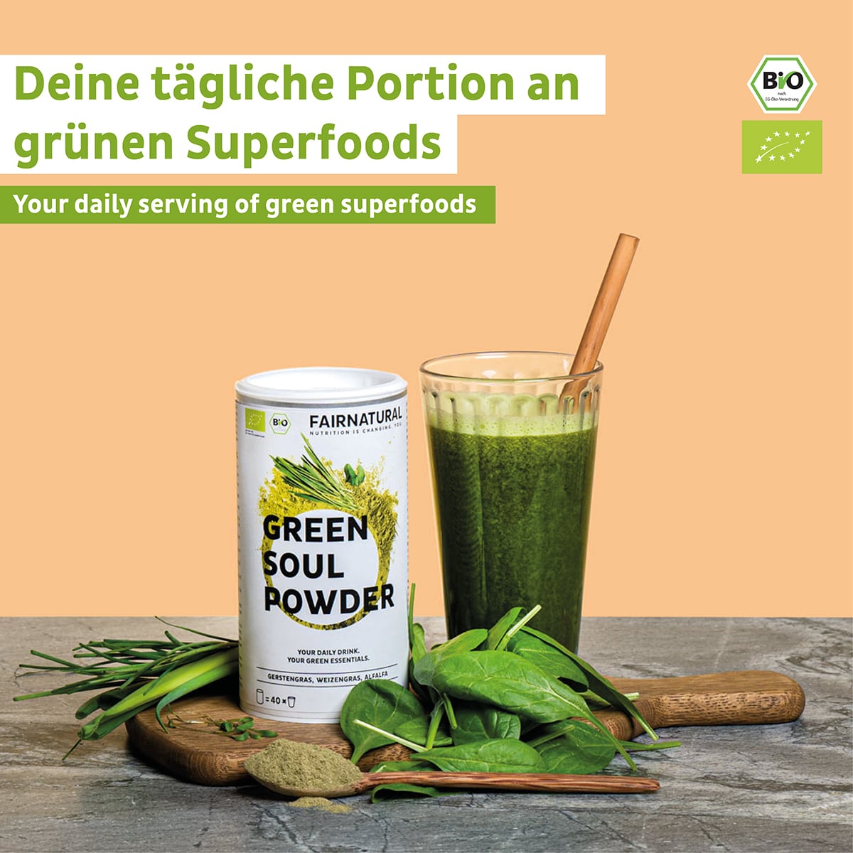 Poudre de smoothie vert biologique