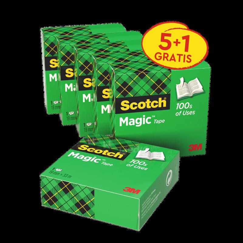 Pack économique de ruban adhésif invisible Scotch® Magic™ 6 rouleaux 19 mm x 33 m | Paquet (6 rouleaux)