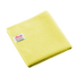 Chiffon en microfibre Vileda Professional r-MicroTuff Swift jaune, plié, avec une étiquette blanche cousue.