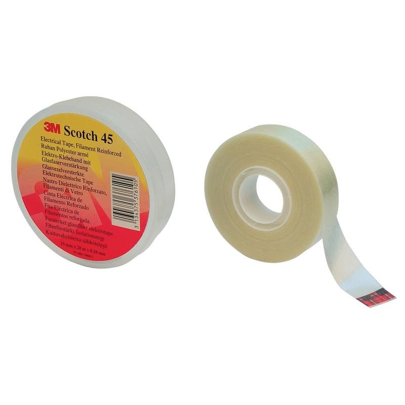 Ruban polyester renforcé de fibre de verre Scotch® 45, Transparent, 19 mm x 20 m, 0,2 mm | Paquet (1 rouleau)