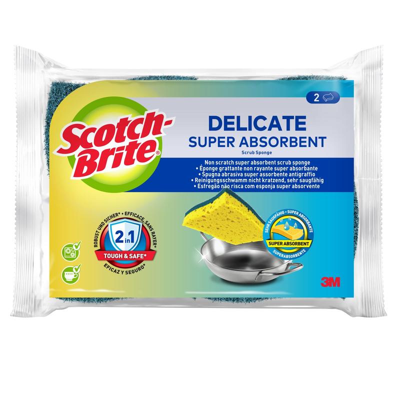 Éponge de nettoyage en fibres naturelles délicates et anti-rayures Scotch-Brite®, paquet de 10 - Éponge très absorbante idéale pour les tâches de nettoyage quotidiennes | Boîte en carton (1 pièce)