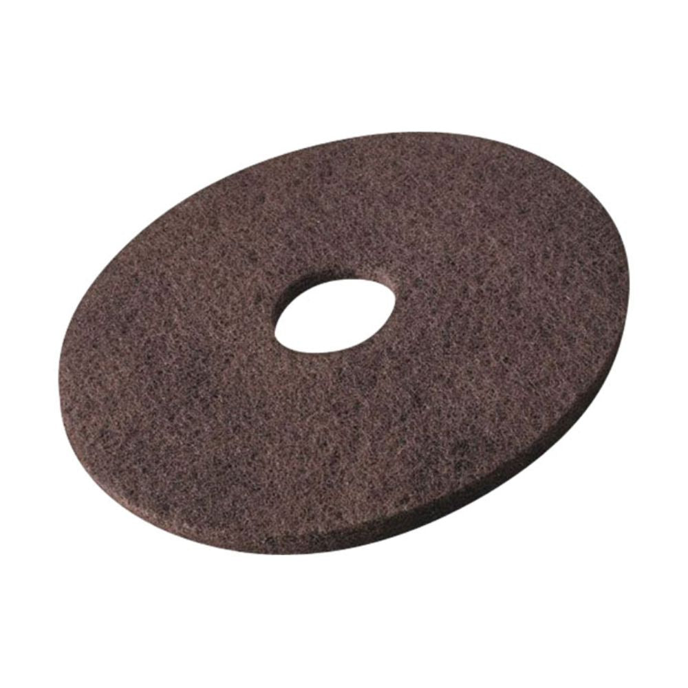 Les disques de sol Vileda Professional DynaCross Superpads de Vileda GmbH sont des éponges à récurer rondes et brunes avec une structure rugueuse et un trou central, idéales pour l'entretien des sols. Ils sont conçus pour les machines de nettoyage de sol et offrent une excellente résistance aux produits chimiques.